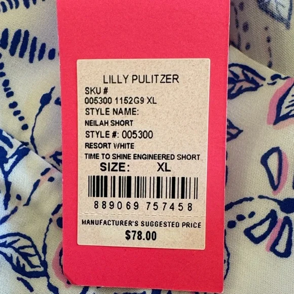 Lilly Pulitzer Blue and Pink High Waist Shorts 6" shorts - Picture 6 of 6